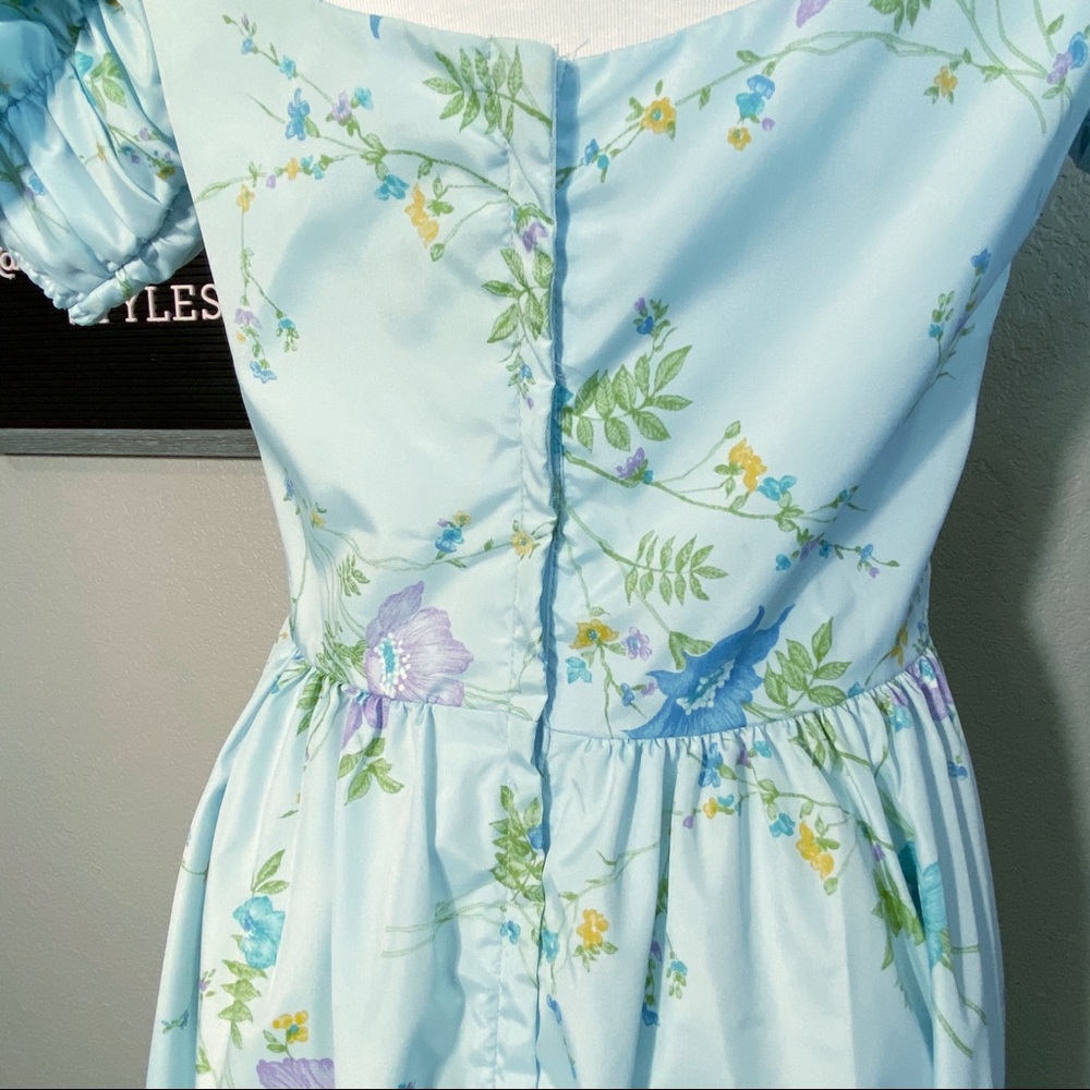 80s floral puff sleeve blouse (L)